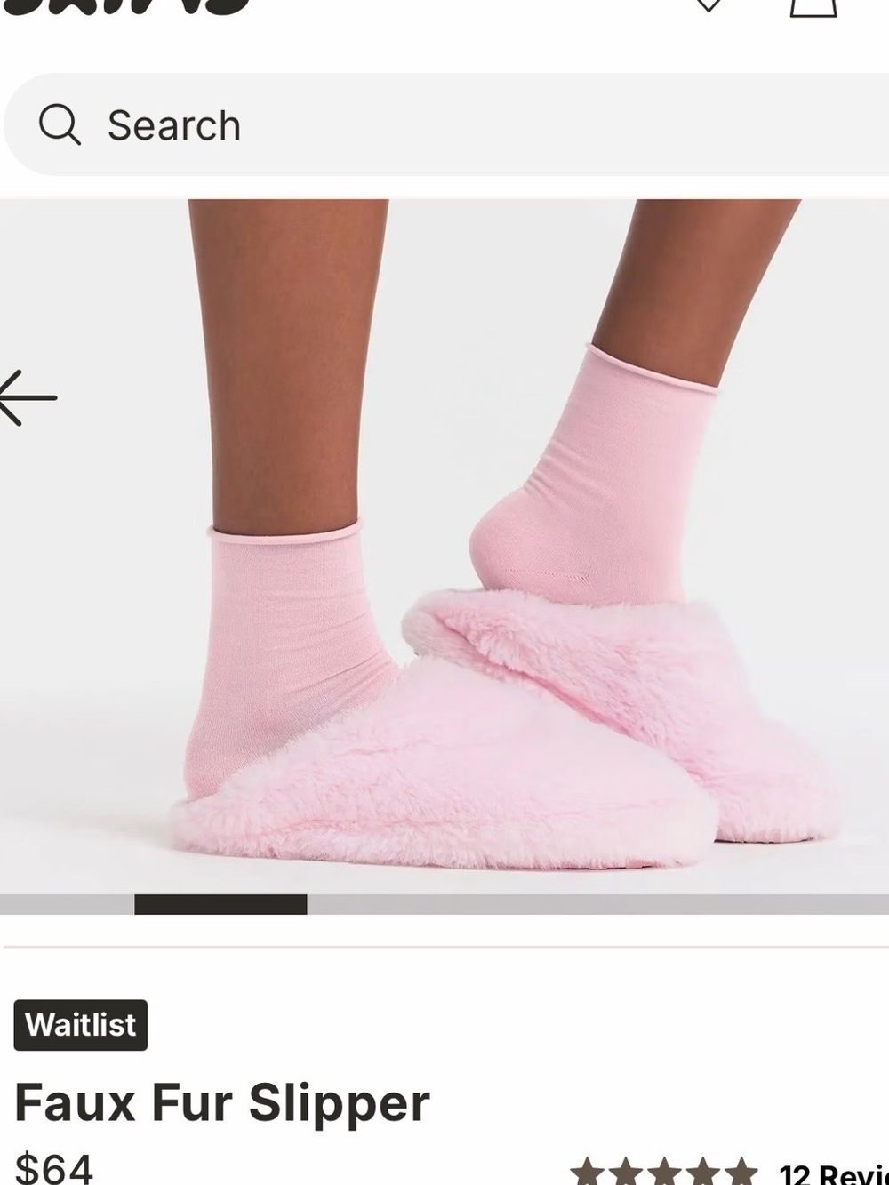 SKIMS Pink Faux Fur Slip-On Slippers
